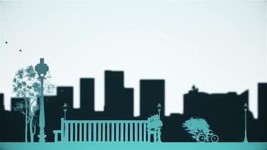 4K剪影MG城市建筑动态视频视频的预览图